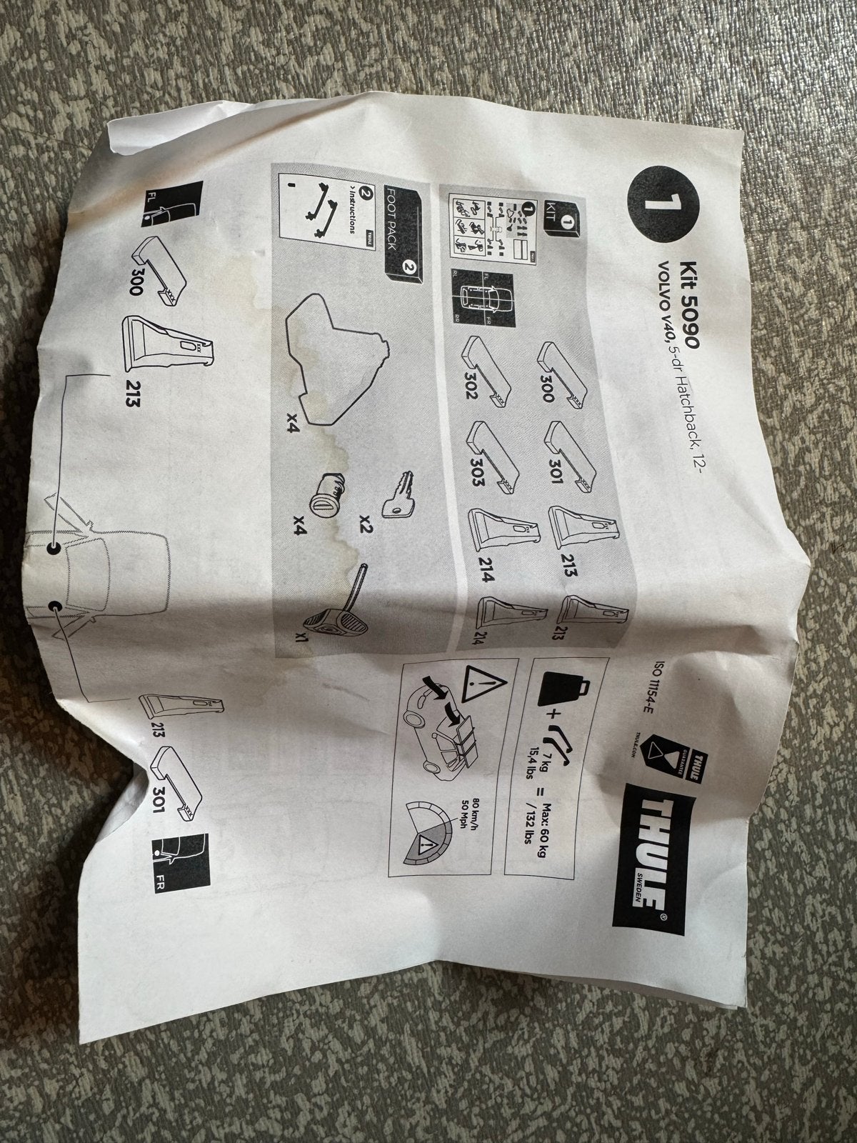 Thule Kit 5090 voor Volvo V40 (2012-heden), Ophalen of Verzenden, Gebruikt