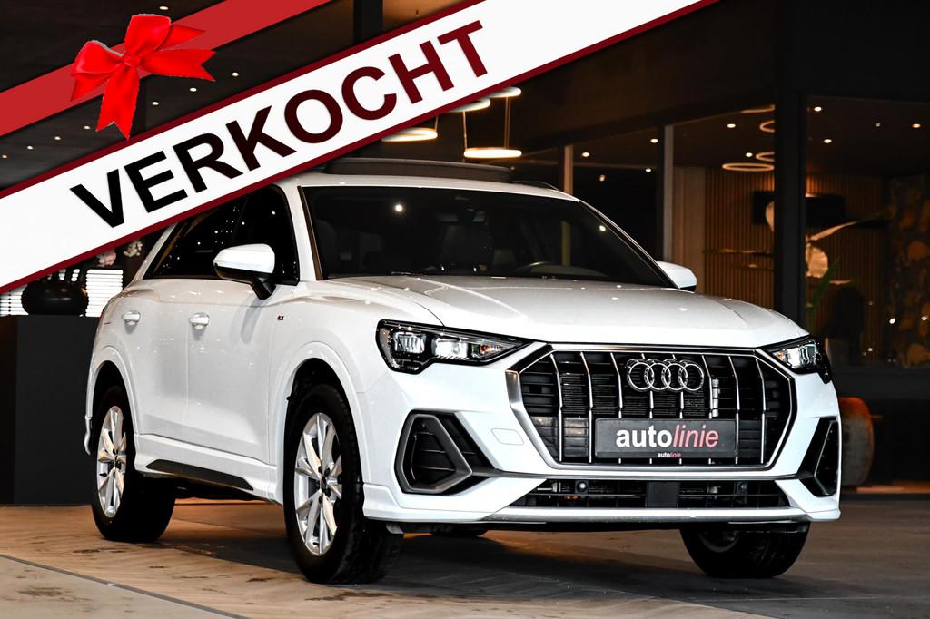 Audi Q3 45 TFSI e 3x S-Line. Pano, ACC, Dodehoek, Lane assis, Gebruikt, Zwart, Bluetooth, Leder en Stof