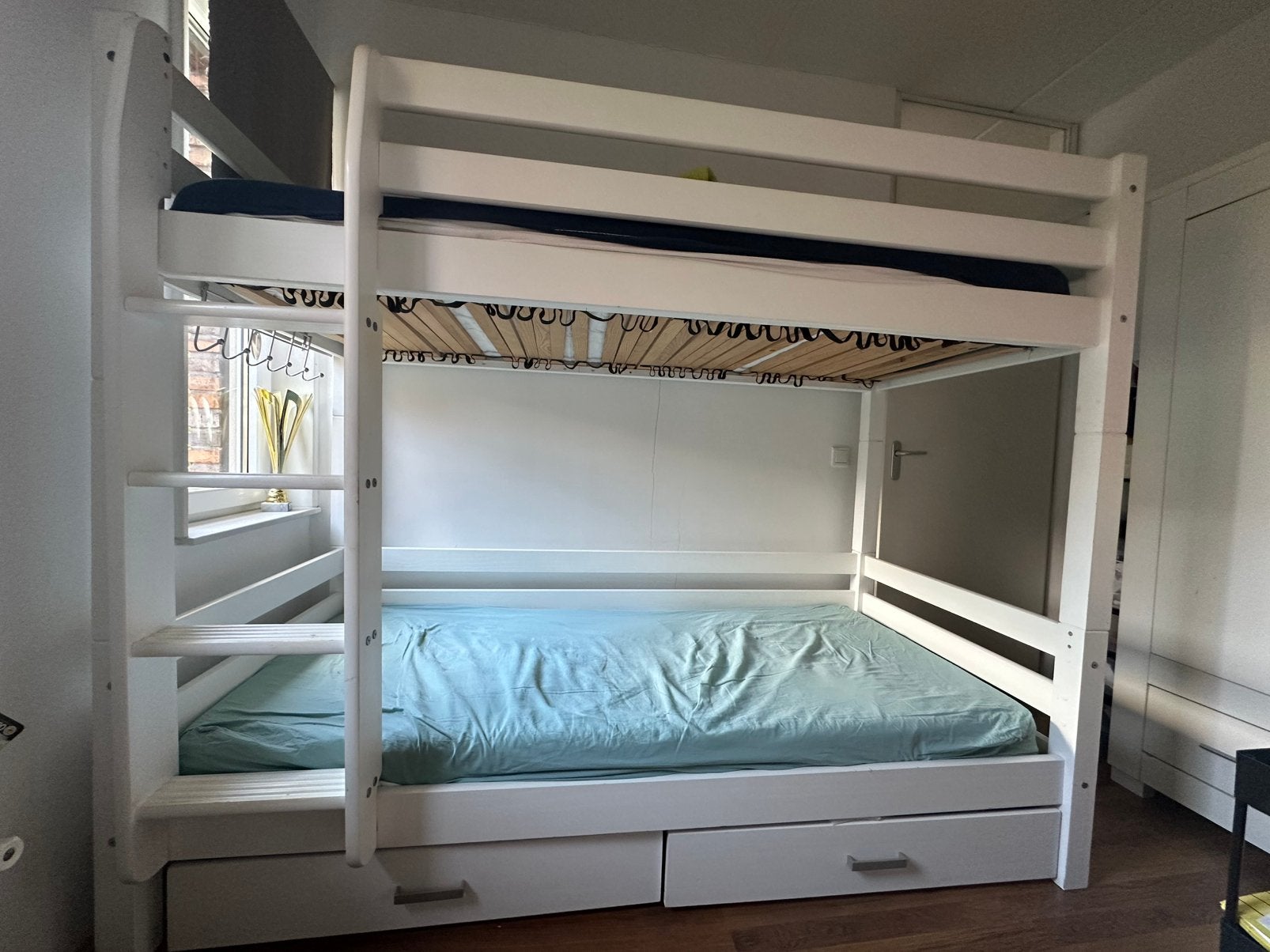 Stapelbed stevig, Ophalen, 90 cm, 160 tot 180 cm, Tweepersoons