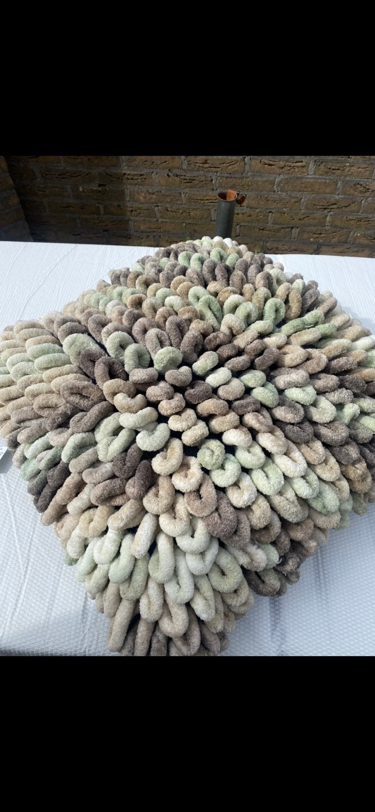 Sierkussen, Ophalen, Zo goed als nieuw, Beige, Vierkant