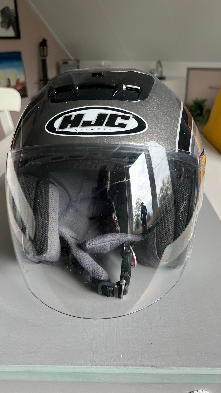 HJC AC 3 Roadster Jethelm - Maat L - Grijs, Motoren, Kleding | Motorhelmen, Ophalen, Heren, L, Tweedehands