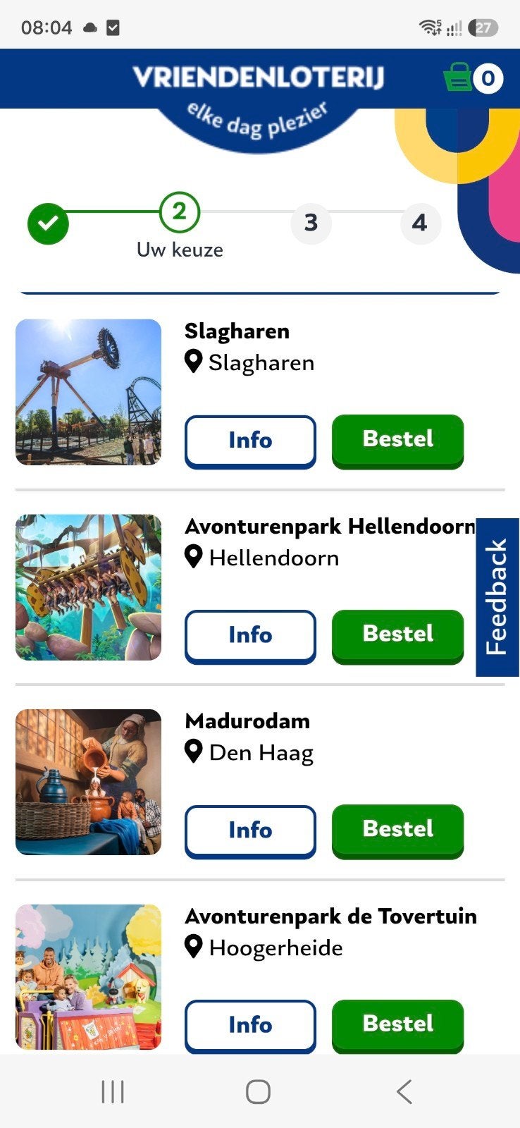 VriendenLoterij prijs: 2 uitjes naar keuze., Tickets en Kaartjes, Twee personen, Ticket of Toegangskaart