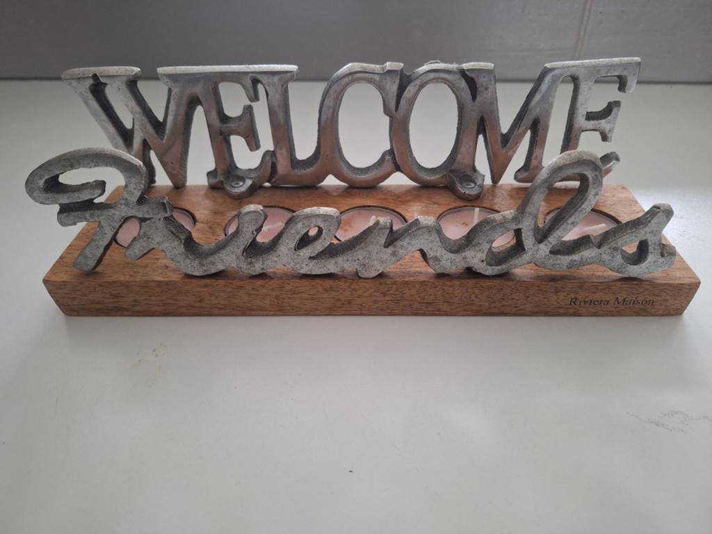 Riviera maison welkom friends, Ophalen of Verzenden, Zo goed als nieuw, Overige materialen, Kandelaar