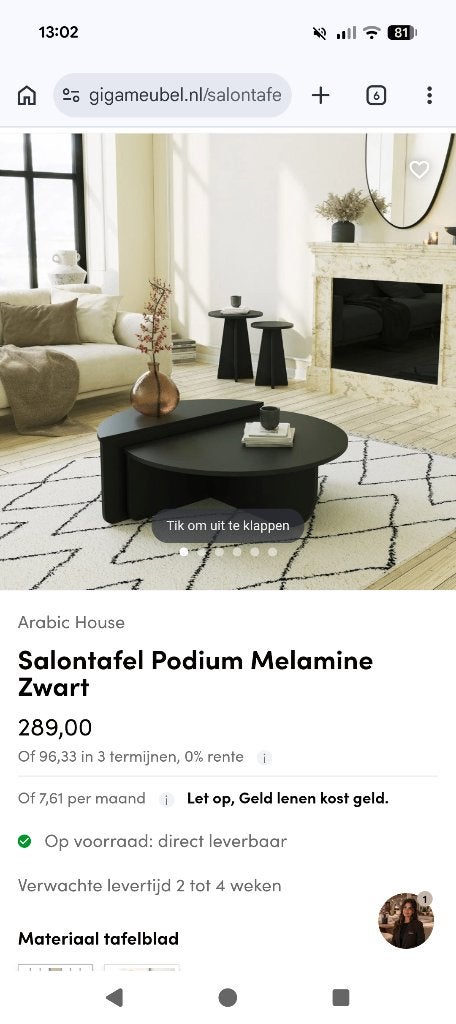 Salontafel, Ophalen, Overige materialen, 100 tot 150 cm, Rond