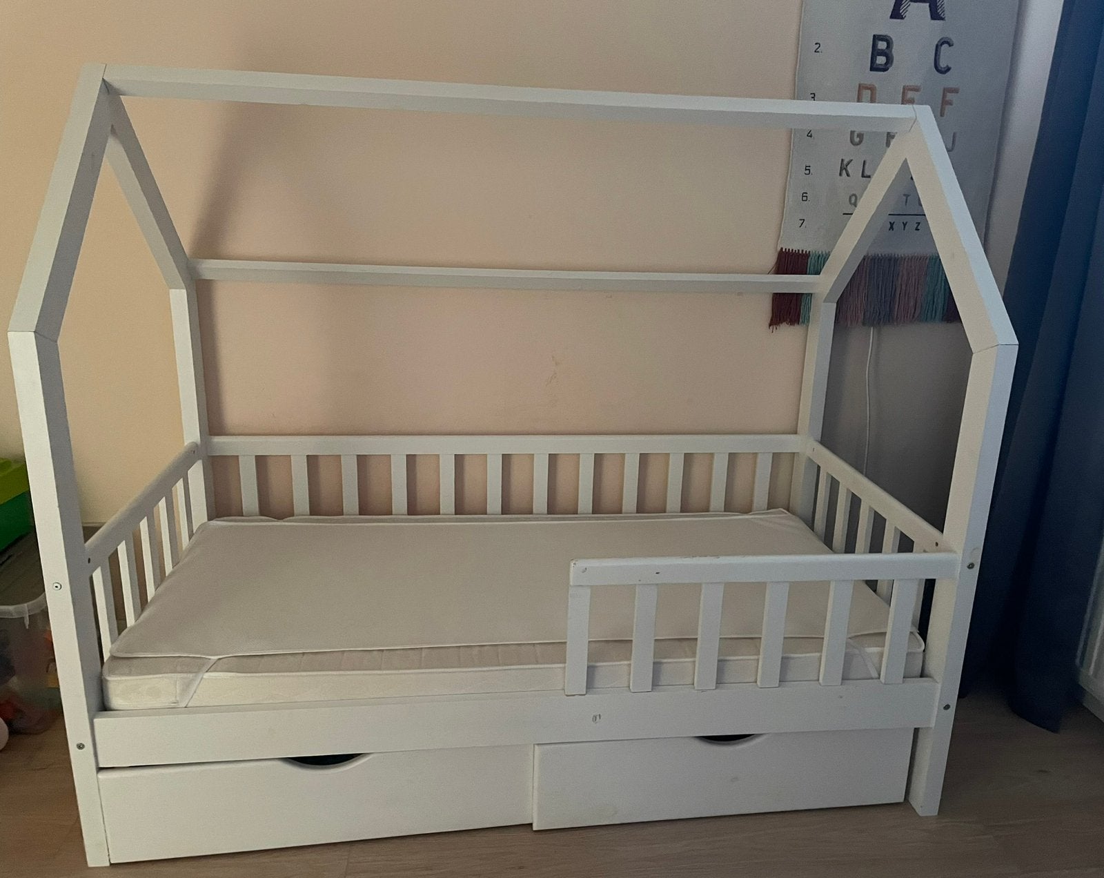 Kinderbed tussenmaat 165x87 cm, Ophalen, 70 tot 85 cm, Zo goed als nieuw, Matras