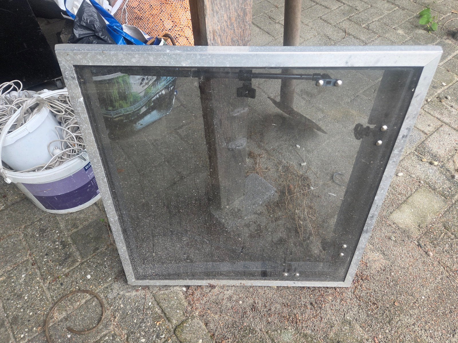 Gebruikt raam met aluminium frame, Ophalen of Verzenden, Gebruikt