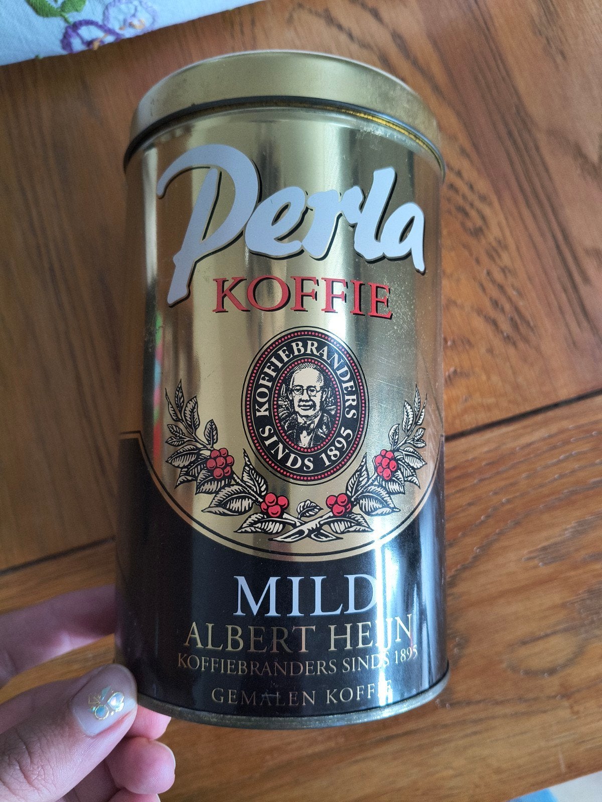 Vintage Perla Koffieblik - Albert Heijn Mild, Verzamelen, Ophalen of Verzenden, Gebruikt, Koffie, Overige merken
