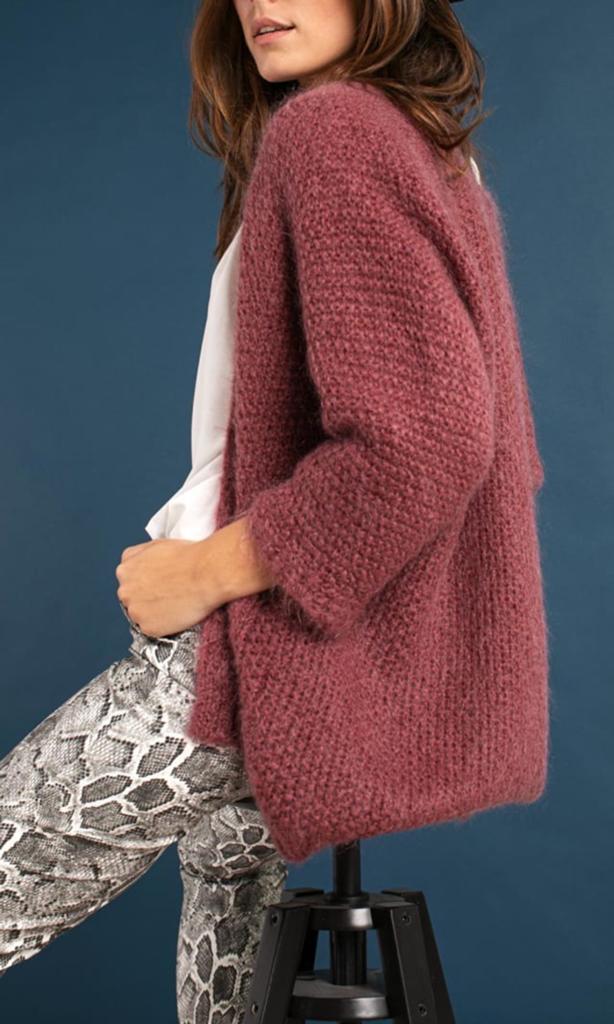 Studio Anneloes Lisa wool cardigan wine-red L, Ophalen of Verzenden, Zo goed als nieuw, Maat 42/44 (L), Overige kleuren