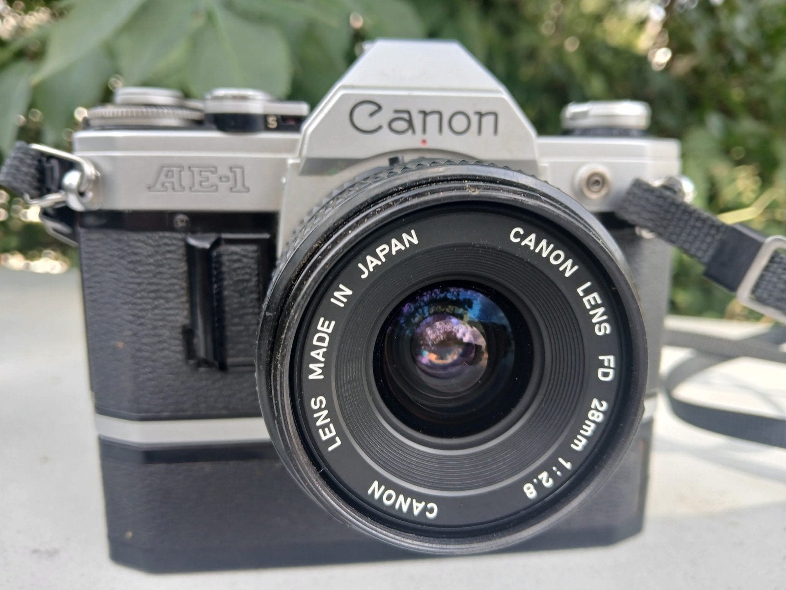 Canon AE-1 Spiegelreflexcamera met 2 lenzen en motorwinder, Ophalen of Verzenden, Gebruikt, Spiegelreflex, Canon