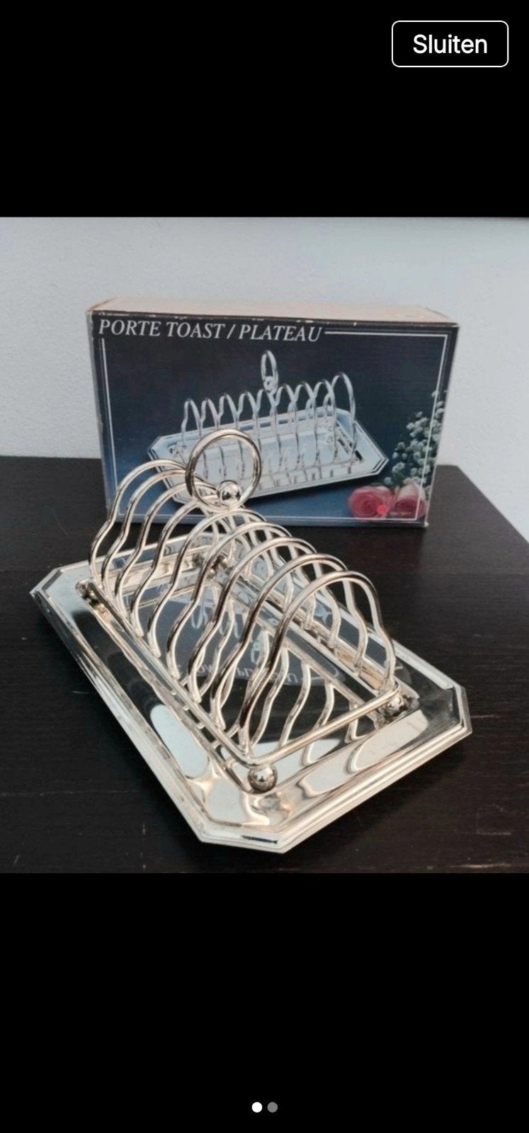 Vintage Verzilverde Broodroosterrek / Toastrek met Dienblad, Zilver, Ophalen of Verzenden, Metaal, Overige typen