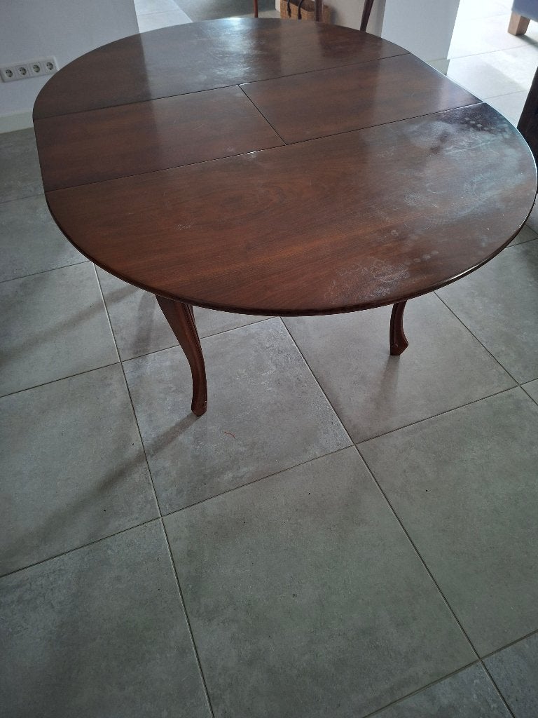 klassieke houten eettafel met 4 bijpassende stoelen, Ophalen, Gebruikt, Klassiek, Ovaal
