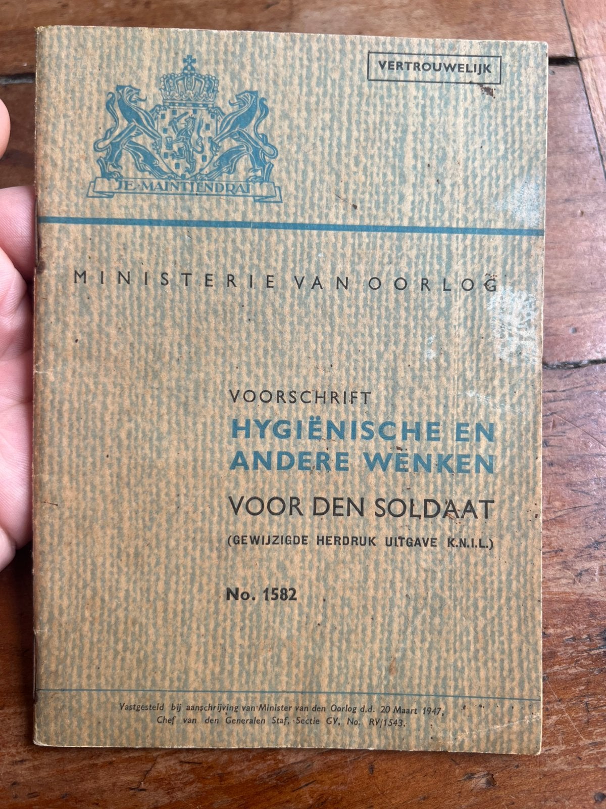 KL KNIL Voorschrift Ziekte slaap kennis indonesië 1946, Verzenden, Nederland, Boek of Tijdschrift
