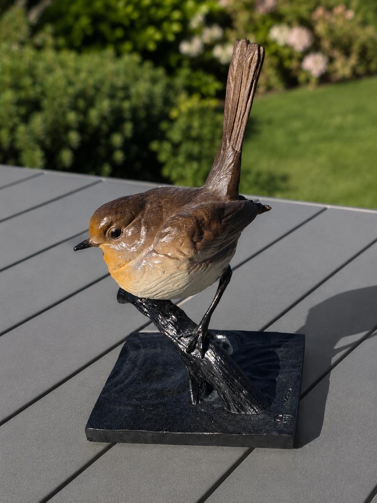 ROODBORSTJE / bronzen beeld / vogel, Tuin en Terras, Tuinbeelden, Nieuw, Dierenbeeld, Ophalen of Verzenden