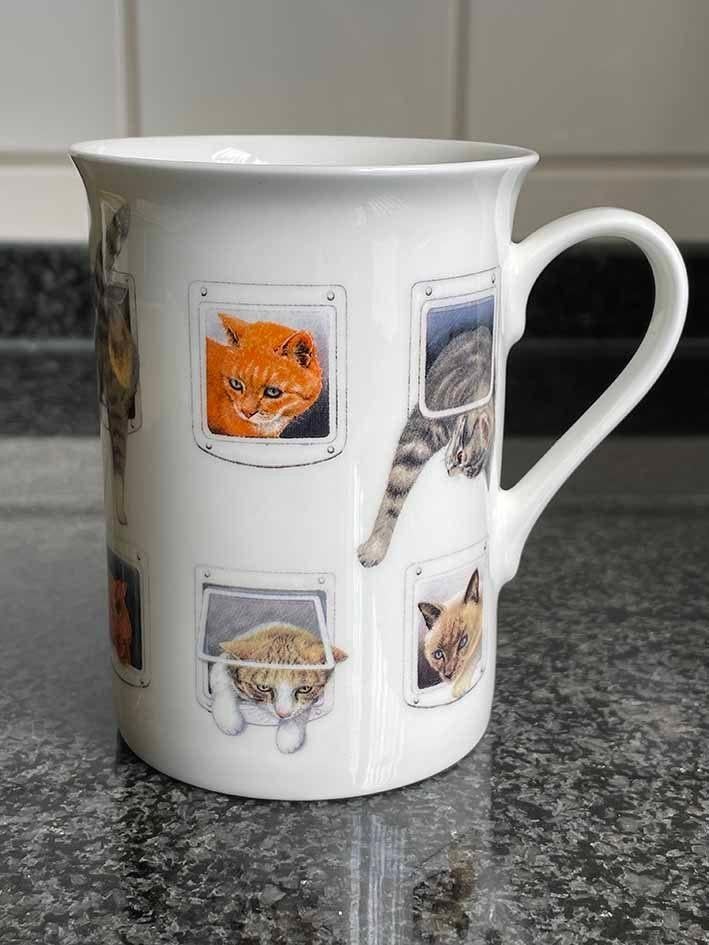 Padblocks Janet Pidoux Fine Bone China Katten beker - Nieuw, Nieuw, Ophalen of Verzenden, Overige stijlen, Kop(pen) en/of Schotel(s)