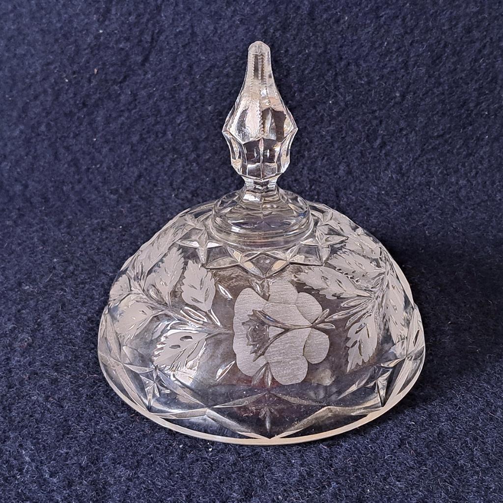 Antieke vintage geëtst kristallen cloche taart/kaaskoepel, Ophalen