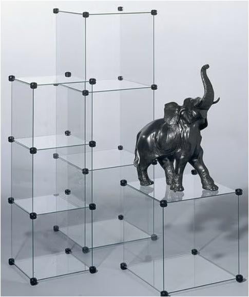 Kubus vitrine 146 glasplaten 29x29 cm glas 211 hoekstukken, Ophalen, Groter dan 1:32, Info@manutan.nl, Manutan