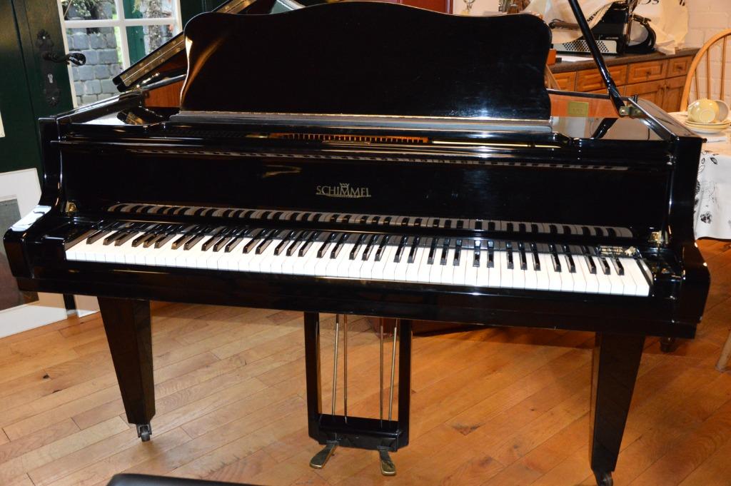 Schimmel vleugel, Muziek en Instrumenten, Piano's, Gebruikt, Vleugel, Zwart, Hoogglans, Ophalen