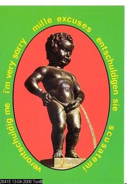 Ansichtkaart	Brussel	Manneke Pis, Verzenden, 1960 tot 1980, Ongelopen, Brussel (Gewest)