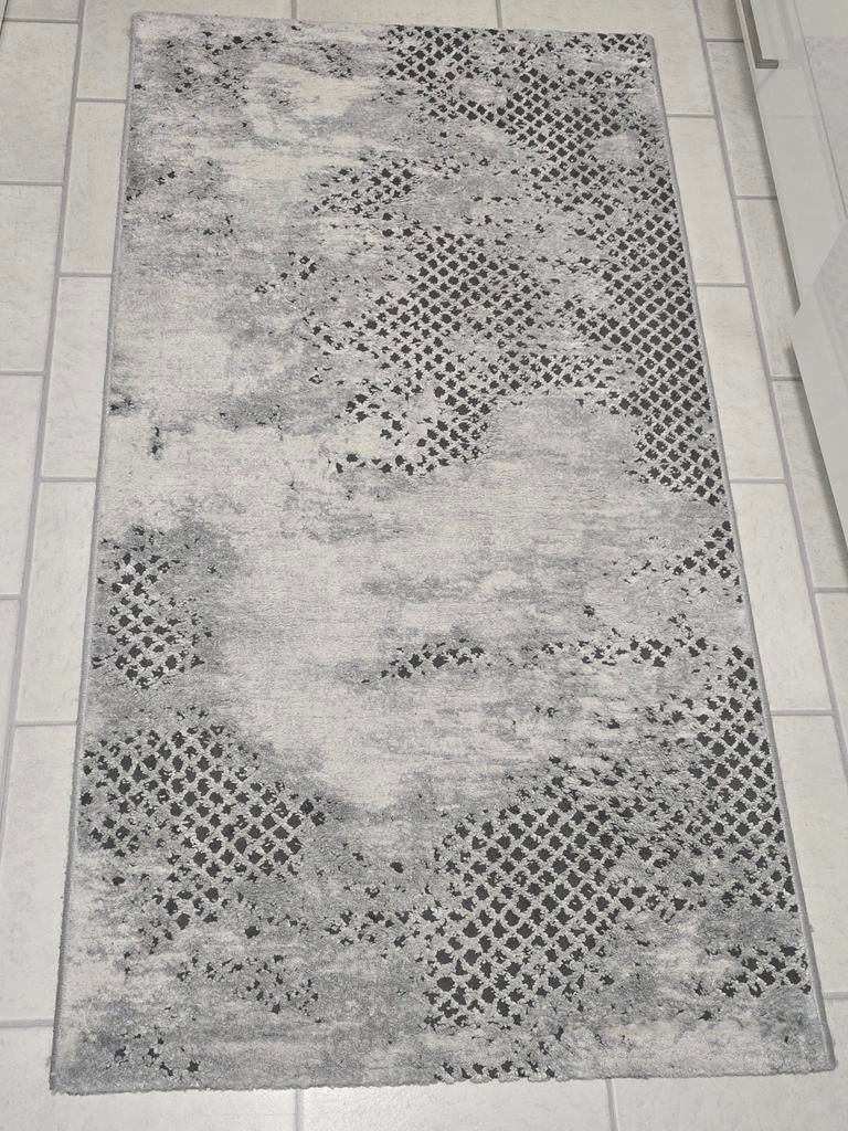 Zwart Grijs Wit Tapijt / Loper - 80x150cm, 100 tot 150 cm, Zo goed als nieuw, Rechthoekig, 50 tot 100 cm