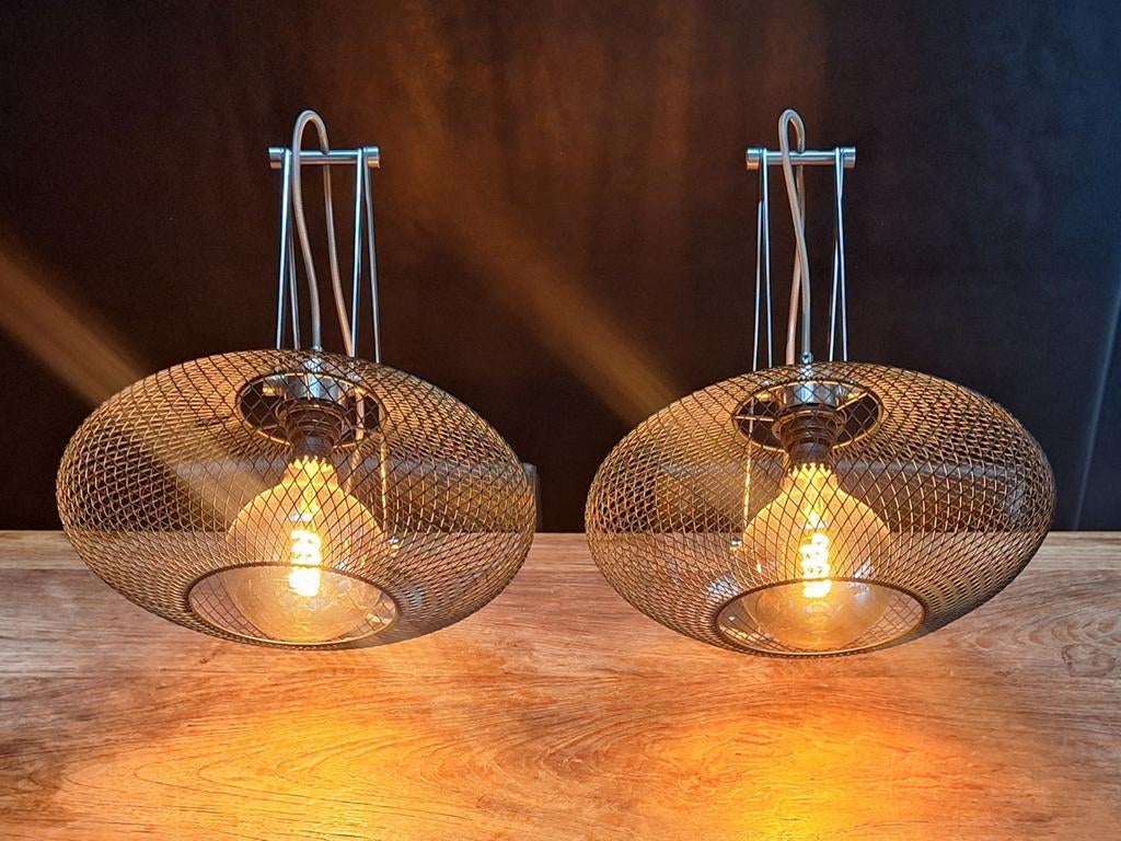 paar Vandeheg design wand-lampen rvs schaar-arm knikarm, Huis en Inrichting, Ophalen, Modern design, Zo goed als nieuw, Metaal