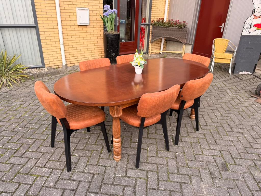 Ovale stamtafel 220x110 eettafel bar mancave tafels, 200 cm of meer, Vijf personen of meer, Ovaal, 50 tot 100 cm