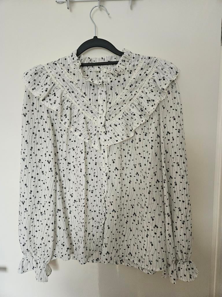 Cerise Blue Blouse met Bloemenprint, Kleding | Dames, Wit, Cerise Blue, Ophalen of Verzenden, Zo goed als nieuw