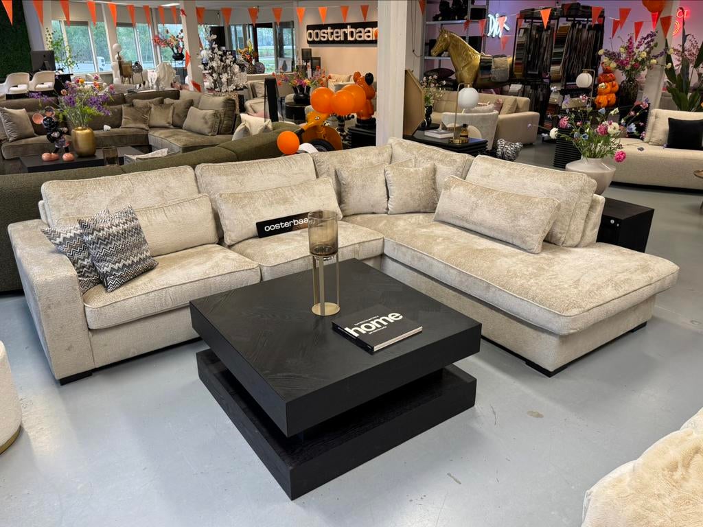 Luxe Teddy Velvet Hoekbank Costa 310x250cm Beige Sand NIEUW, Huis en Inrichting, Banken | Bankstellen, Info@oosterbaanwonen.nl