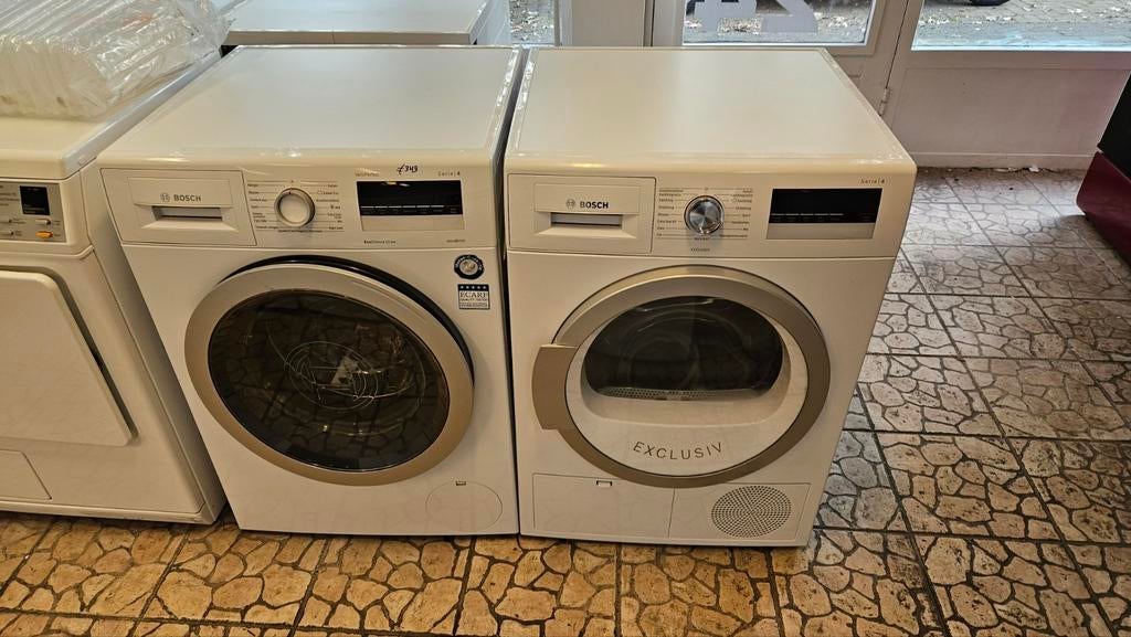 Prachtige jonge Bosch Setje Wasmachine en warmtepomp droger