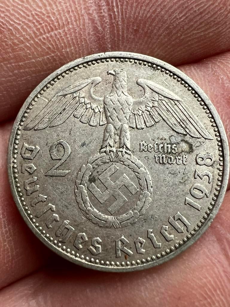 Duitsland oorlog munt 1938 met swastika, Postzegels en Munten, Ophalen of Verzenden, Duitsland
