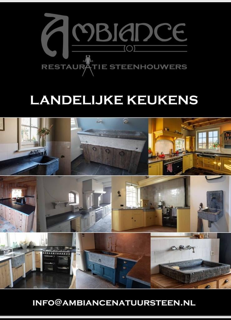 Antieke gootsteen pompbak wasbak hardsteen keukens landelijk, Ophalen, Nieuw, 25 tot 50 cm, Minder dan 100 cm