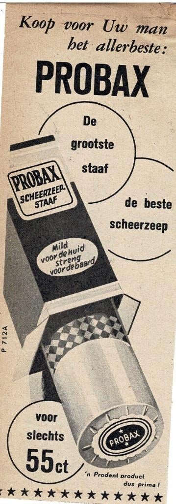 De beste scheerzeep : PROBAX VOOR SLECHTS 55ct 1955, Verzenden, Zo goed als nieuw, Overige typen