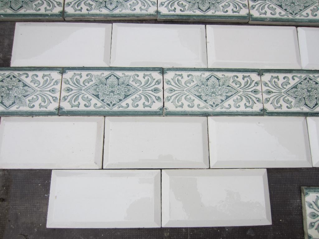 13 stuks Antieke wandtegels 7,5x15cm groene afbeelding 195cm, Antiek en Kunst, Ophalen