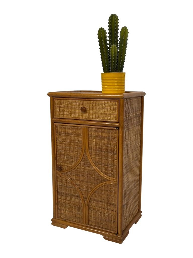 Vintage Boho Rotan Kastje ladekastje jaren 70 design, Ophalen