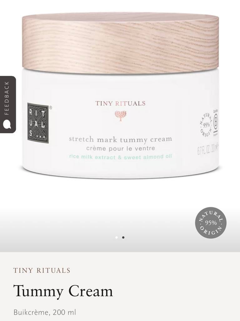 Tiny Rituals stretch mark tummy cream 200 ml Nieuw!, Ophalen of Verzenden, Nieuw, Bodylotion, Crème of Olie