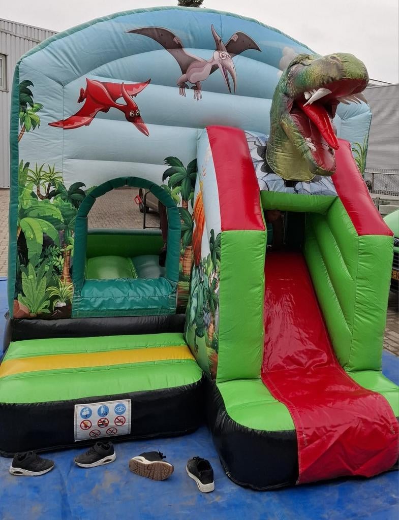 Dino springkussen te huur!, Kinderen en Baby's, Speelgoed | Buiten | Springkussens, Zo goed als nieuw, Ophalen of Verzenden