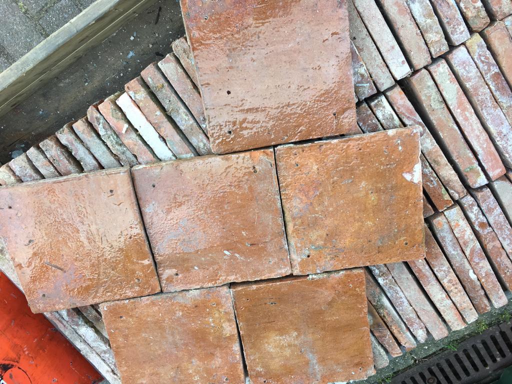 Authentieke Geglazuurde Oud Hollandse Estrikken, Doe-het-zelf en Verbouw, Vloerdelen en Plavuizen, 50 tot 150 cm, Ophalen of Verzenden