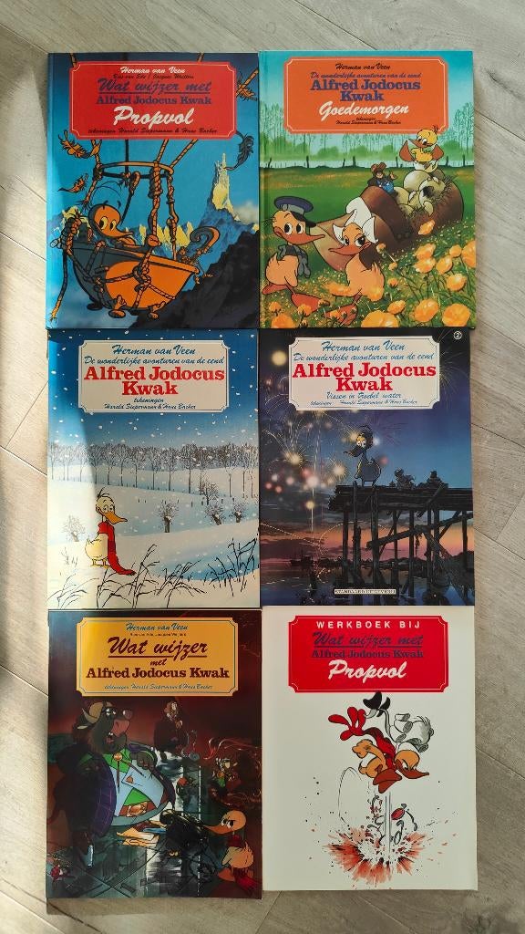 Alfred Jodocus Kwak collectie – 6 boeken + werkboek), Boeken, Stripboeken, Meerdere stripboeken, Verzenden, Gelezen, Herman van Veen