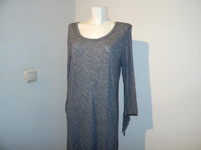 Zadig & Voltaire grijze casual jurk franjes rug mouwen M, Maat 38/40 (M), Zadig & voltaire, Verzenden, Grijs