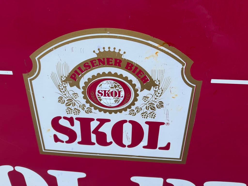 Skol Bier reclamebord blik, Verzamelen, Ophalen, Reclamebord, Gebruikt, I