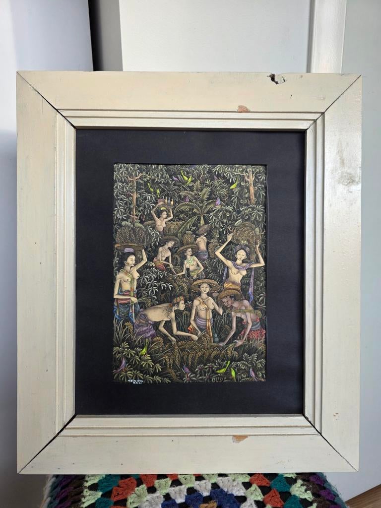 Prachtig schilderij uit Bali Indonesië, Antiek en Kunst, Ophalen of Verzenden