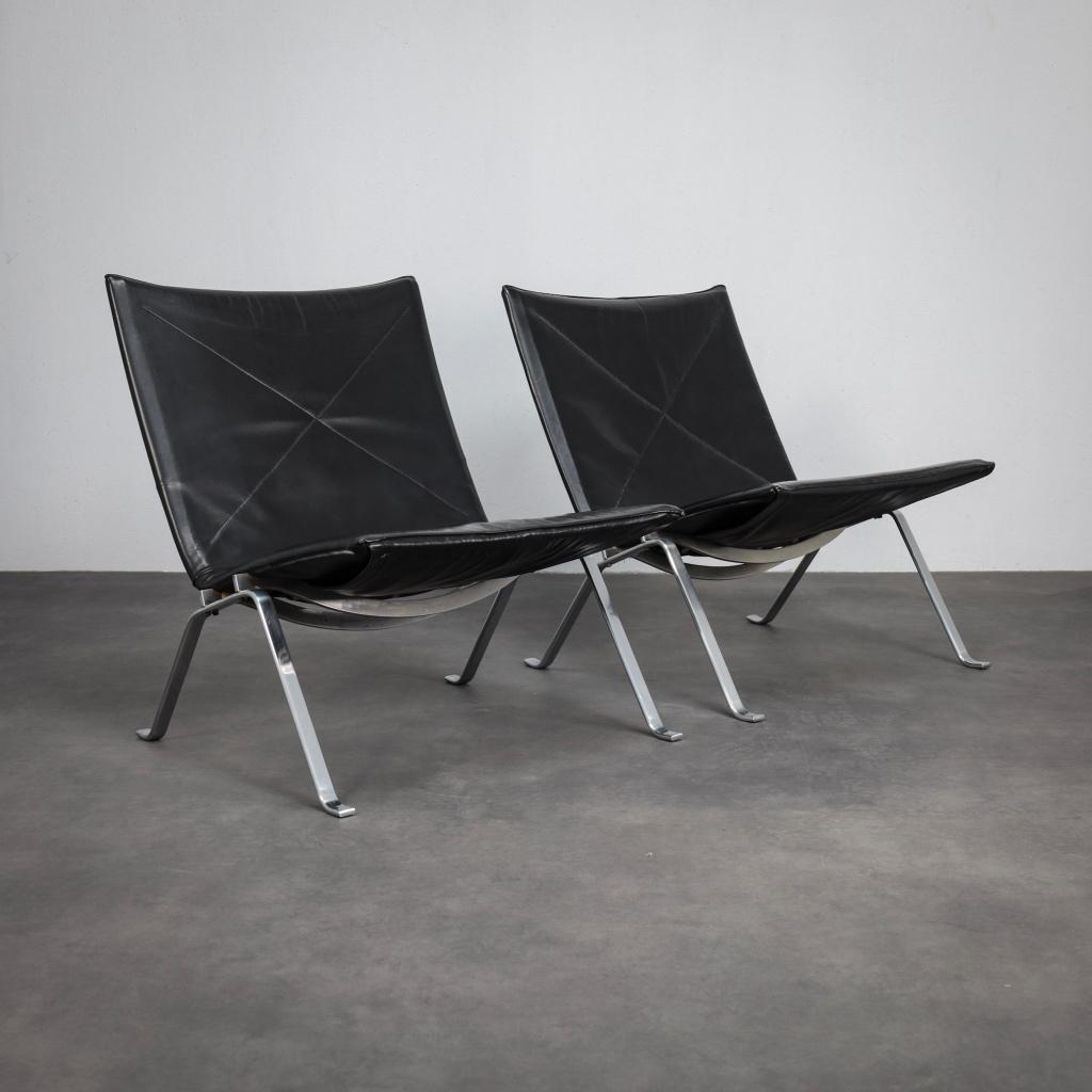 2x Vintage Design Fauteuil PK22 Poul Kjaerholm, Ophalen, Gebruikt, 75 tot 100 cm, Leer