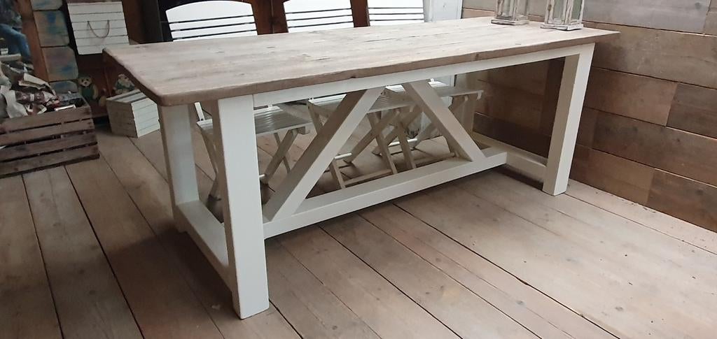 Eettafel 77 x 200 x h77cm, 150 tot 200 cm, Rechthoekig, Overige houtsoorten, 50 tot 100 cm
