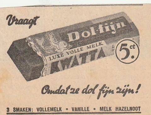 Retro reclame 1941 Kwatta Dol-Fijn omdat ze dolfijn zijn, Verzenden, Overige typen
