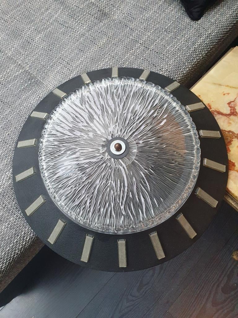 Retro Plafondlamp Space Age UFO, Ophalen of Verzenden, Gebruikt, Glas, Retro