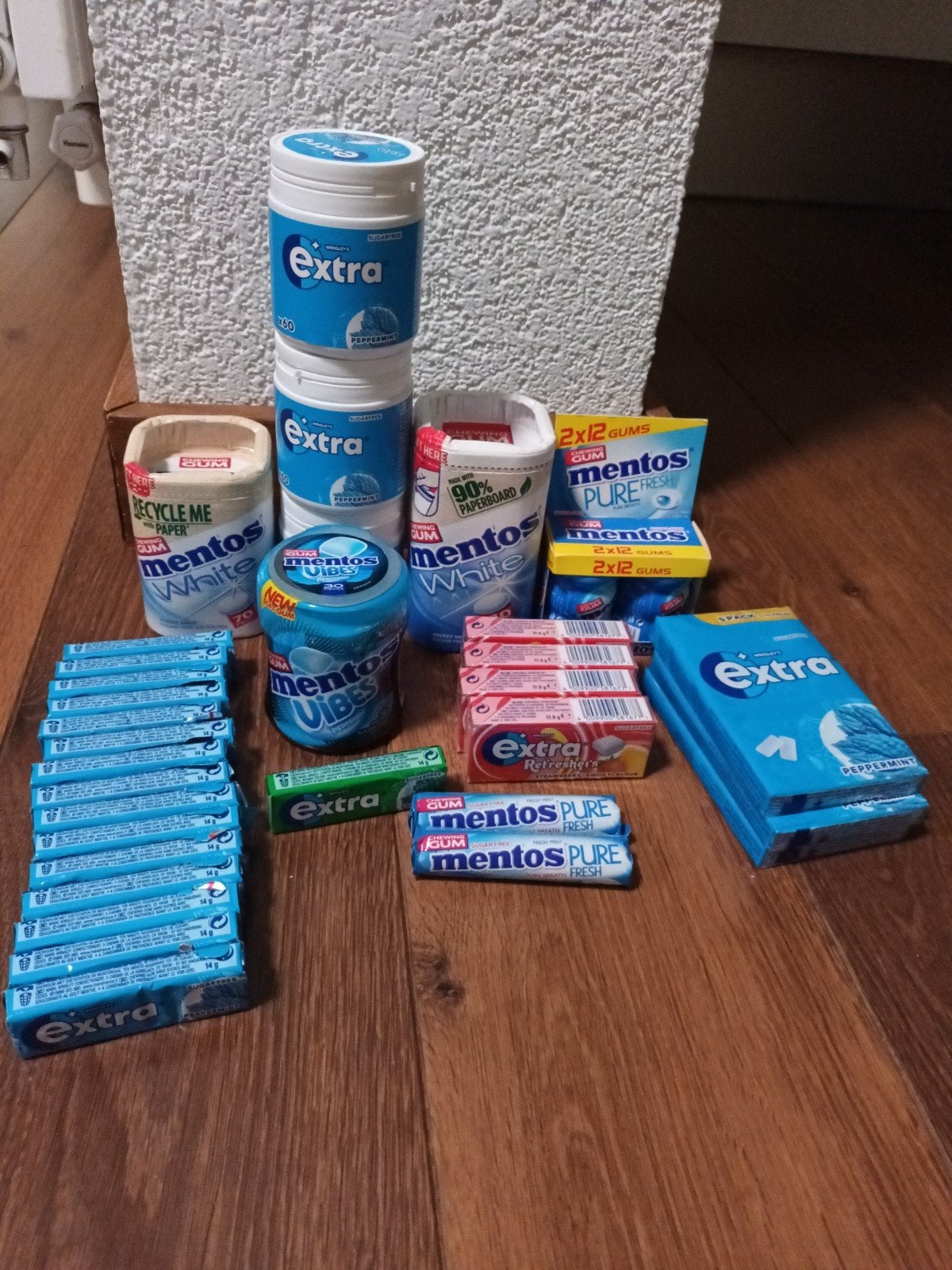 Grote voorraad kauwgom Extra Mentos chewing gum potten pakje, Ophalen of Verzenden