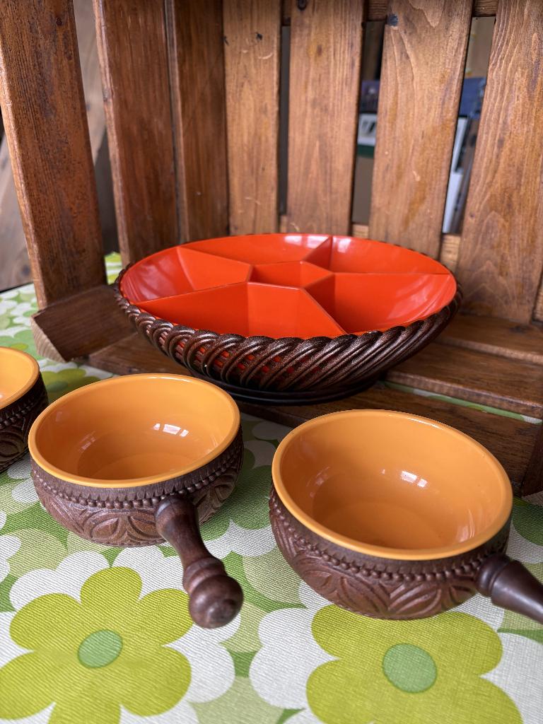 Emsa West Germany snackschaal en -bakjes, vintage, jaren 70, Verzamelen, Retro, Ophalen of Verzenden, Huis en Inrichting