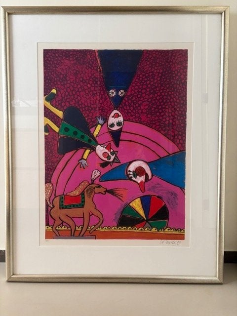 Corneille “Circus” 1990 – gesigneerde zeefdruk 59/200, Personages en Fantasiefiguren, Zeefdruk, Ophalen of Verzenden, Gesigneerd