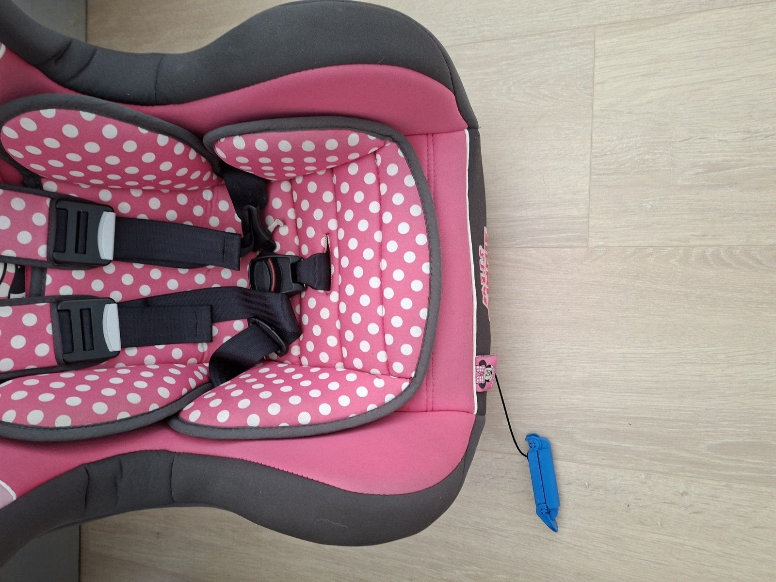 Minnie Mouse autostoel - Roze met witte stippen, 0 t/m 18 kg, Verstelbare rugleuning, Ophalen, Overige merken