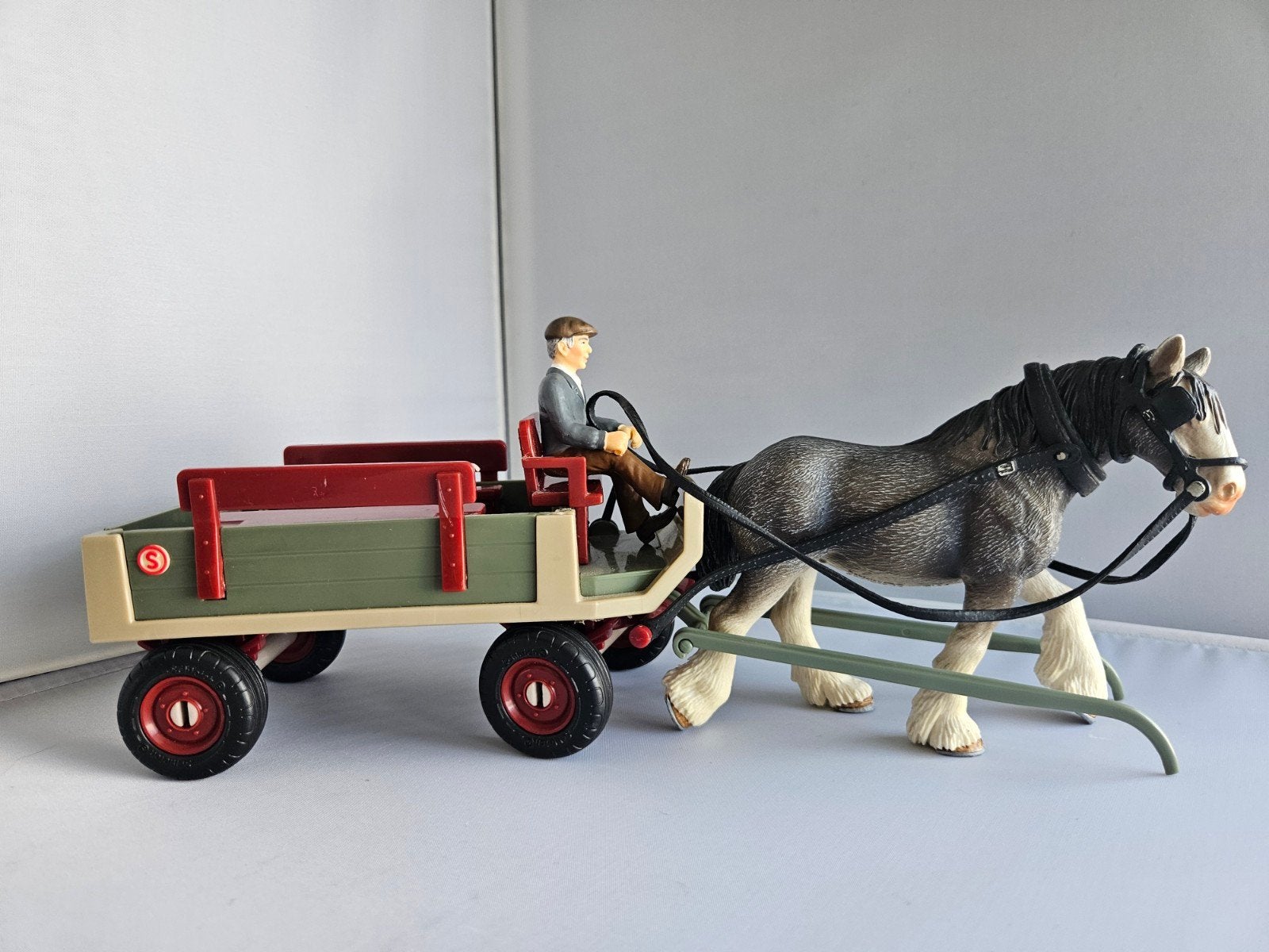 Schleich boerenwagen 40190 met Clydesdale merrie 13291, Ophalen of Verzenden, Zo goed als nieuw, Paard, Beeldje of Figuurtje