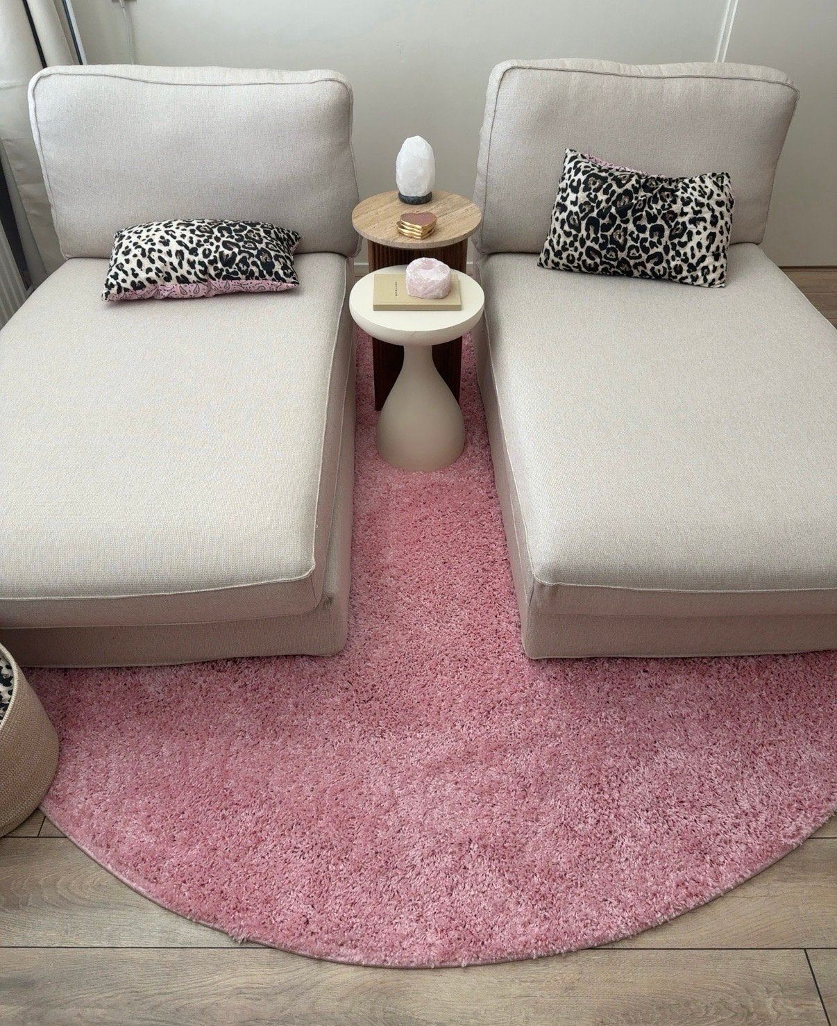 Roze Ronde 240cm Vloerkleed, Huis en Inrichting, Stoffering | Tapijten en Kleden, Ophalen, Zo goed als nieuw, Rond, 200 cm of meer